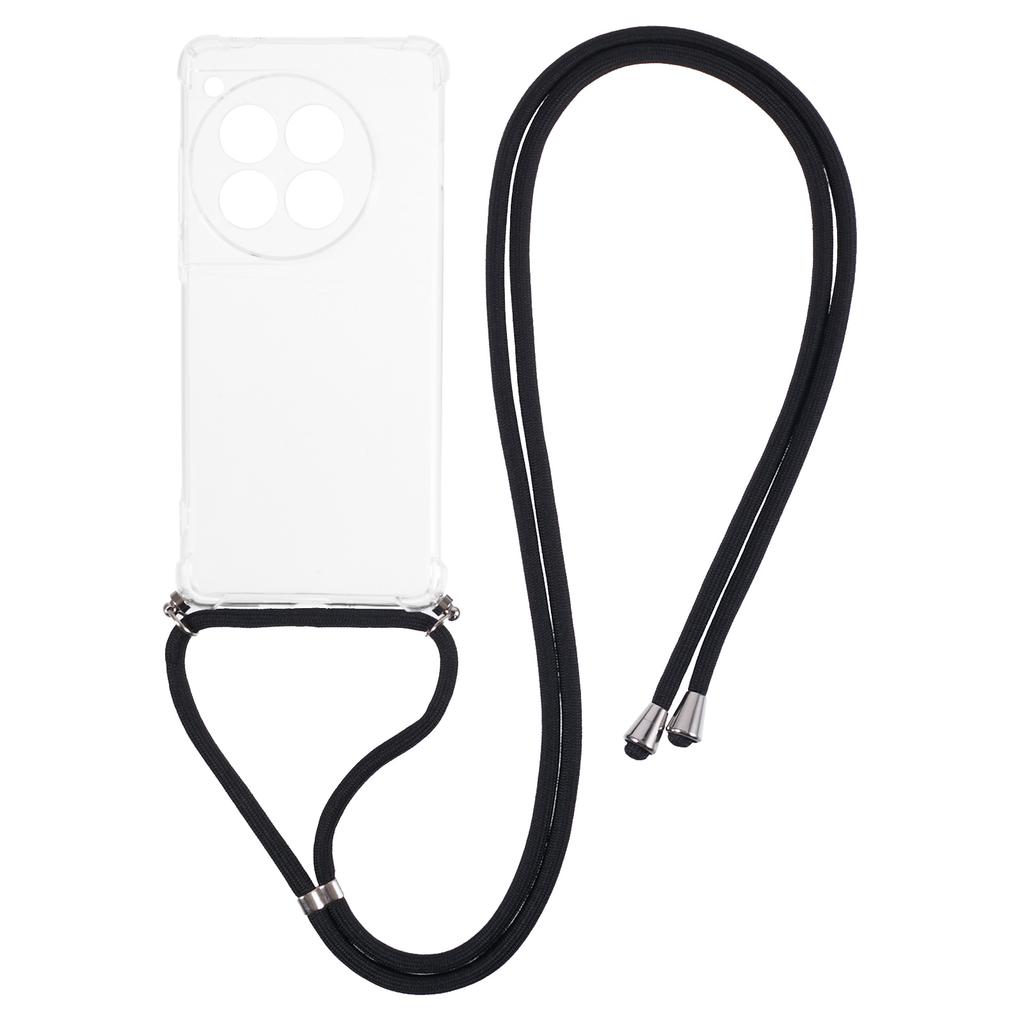 For OnePlus 12 5G Clear Case Soft TPU Corner Protection Phone Cover with Lanyard