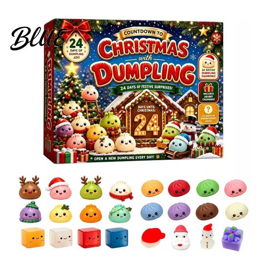 Soft Silicone Figurine Christmas Squeeze Advent Calendar 2026, 24 Days Mini Dumpling Creative Box Figures Countdown Calendar, Stress Relief