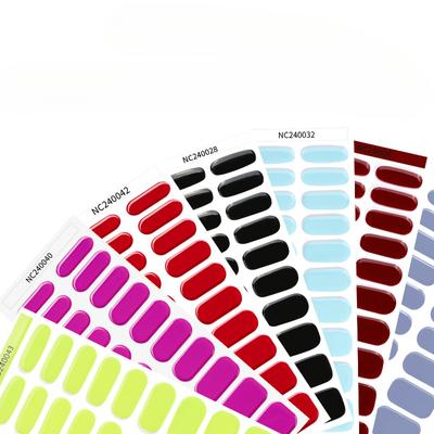 New Solid Color Simple Semi-cured Nail Stickers 20 Finger Gel Nail Stickers