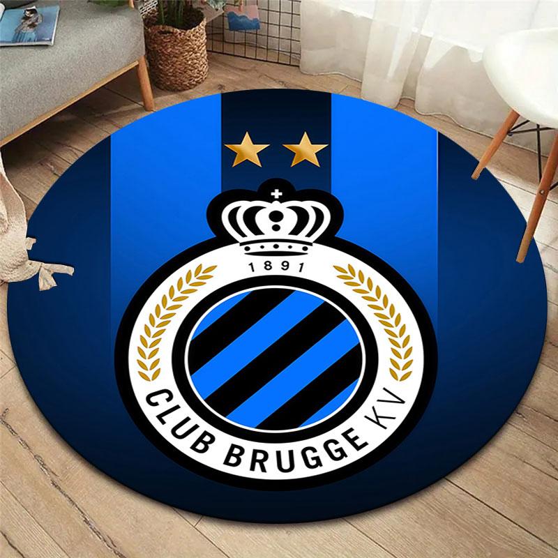 Club Brugge KV Round Area Rug,Carpet Rug for Living Room Bedroom Sofa Playroom Decor,Non-slip Floor Mat