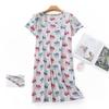 Plus size Estate Donna Camicia da notte Manica corta Simpatico cartone animato pigiameria dolce O Collo Camicie da notte Pigiama Pigiama da donna in cotone