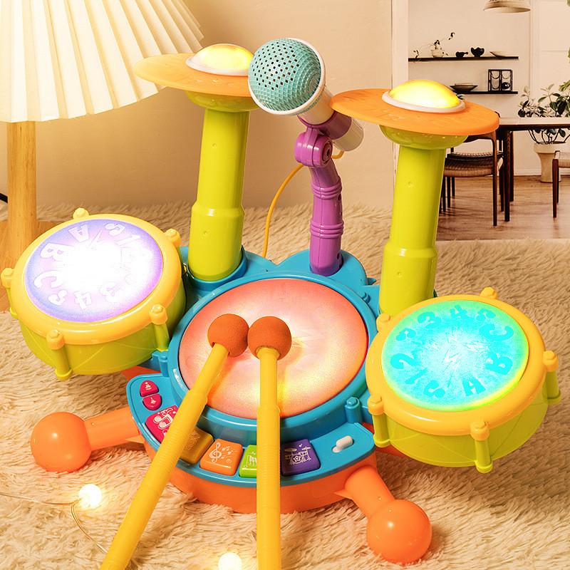 Children Electric Light Drum Set With Visual And Auditory Features For Early Education Play