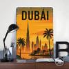 Dubai Skyline Travel Cityscape Tin Plaque Poster Customized Wall Art Retro Vintage Metal Signs for Man Cave Bathroom Decor Room
