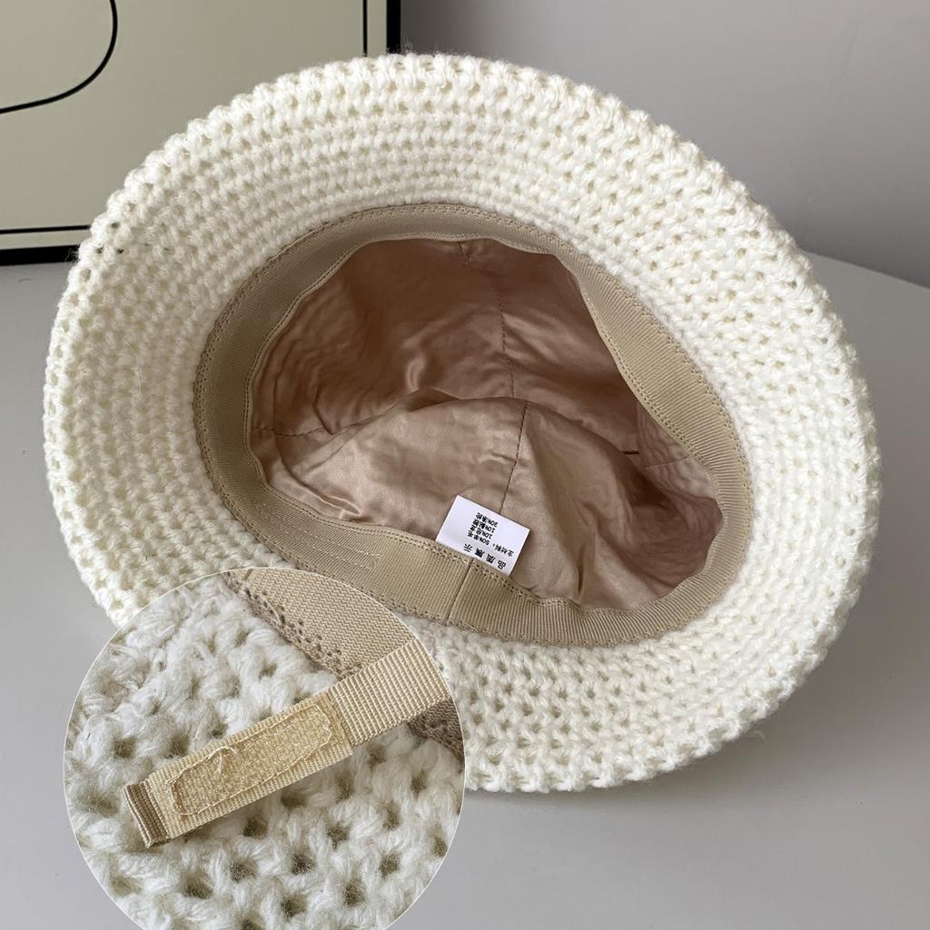 Korean Early Spring New 3D Flower Knitted Fisherman Hat Women Autumn Winter New Show Small Face Handmade Wool Bucket Hat