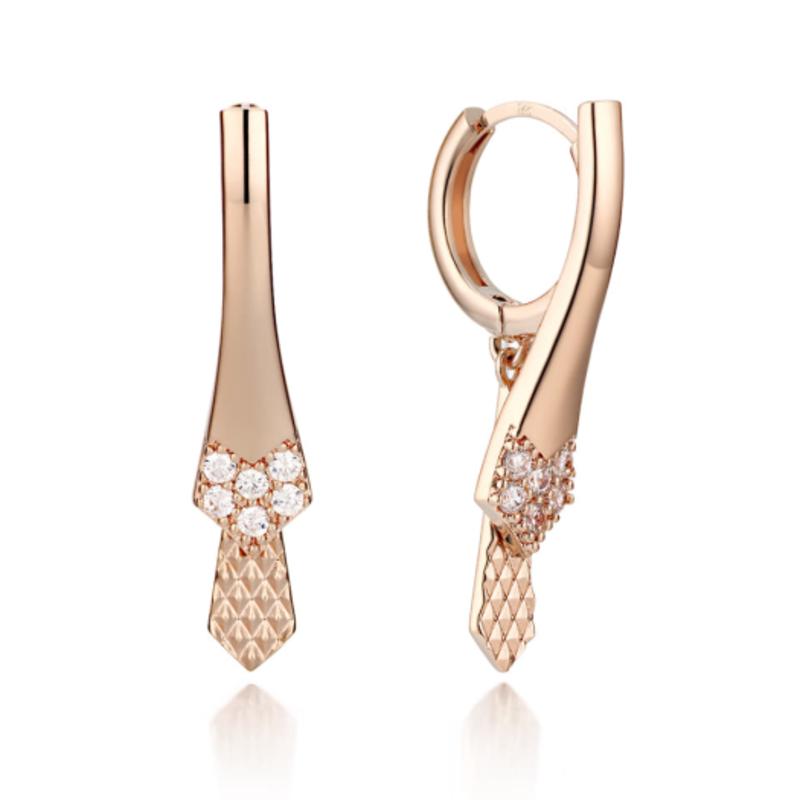 ELLE Jewelry 14K Cubic Tie One-Touch Earrings (Gold Pin) ELGPEE346