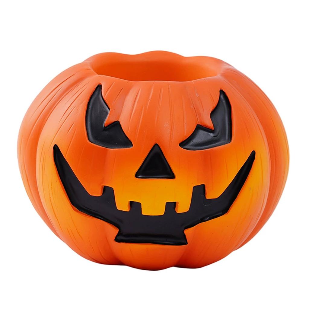 Halloween Pumpkin Scary Face Decorative Storage Bowl Resin Ornament for Home Party Decor