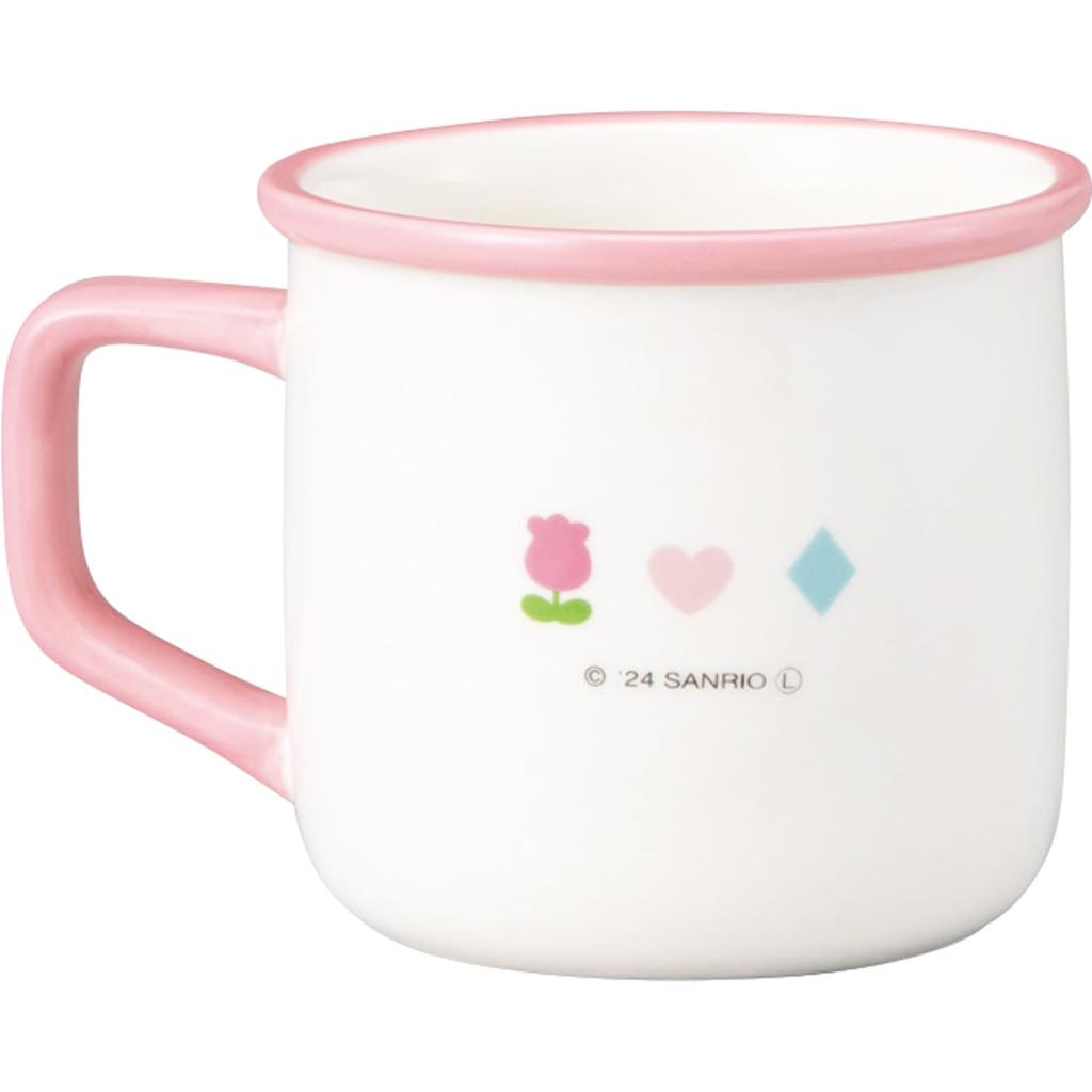 Sanrio Hello Retro 12 x 3D Character Hello Kitty White "Kaohana Kitty" Enamel-Style Mug, Approx. 300ml, Approx. 8cm, Tableware, Goods, (san4548-1)