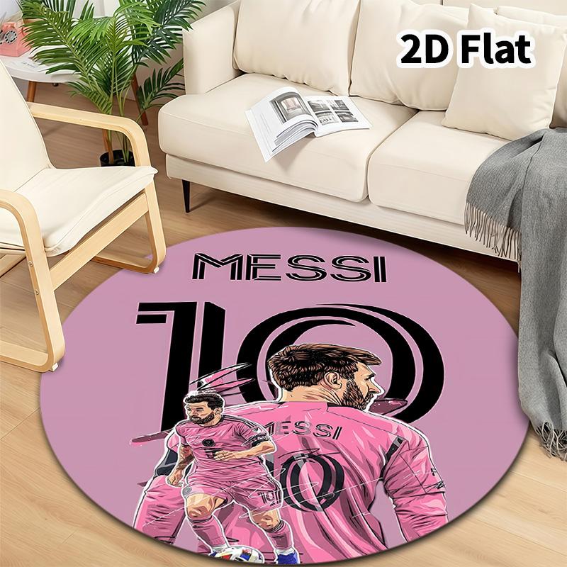 Messi Round Area Rug Carpet Rug For Living Room Bedroom Sofa Playroom Decor Nonslip Floor Mat