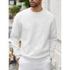 Neues Frühlings- und Herbst-Rundhals-Einfarbiges Waffel-Casual-Langarm-Pullover-Sweatshirt