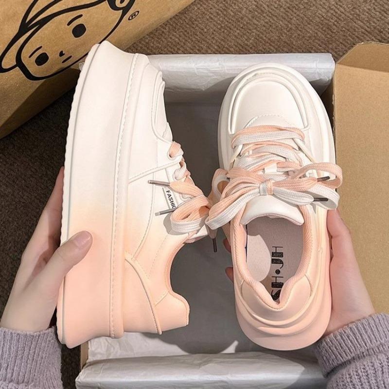 summer White Chunky Sneakers Women canvas Shoes Platform sneakers Lace Up Flats Trend  Casual Mom Vulcanized Shoes zapatos mujer