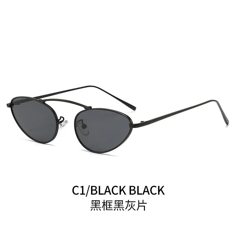 Fashion Luxury Cat Eye Sunglasses for Women Unique Small Oval Metal Frame Brand Design Eyewear UV400 Sunglasses Lentes De Sol