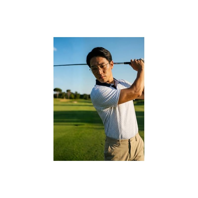[Gopune] Men's Golf Polo Shirt, Short Sleeve, Sweat-Wicking, Quick-Drying, Stretch, Collared Polo Shirt, UPF50+, Casual, Tennis, Business, 3-Button,