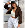Winter Women's Fashion Hooded Short Puffer Jacket French Style Streetwear Cropped Padded Coat