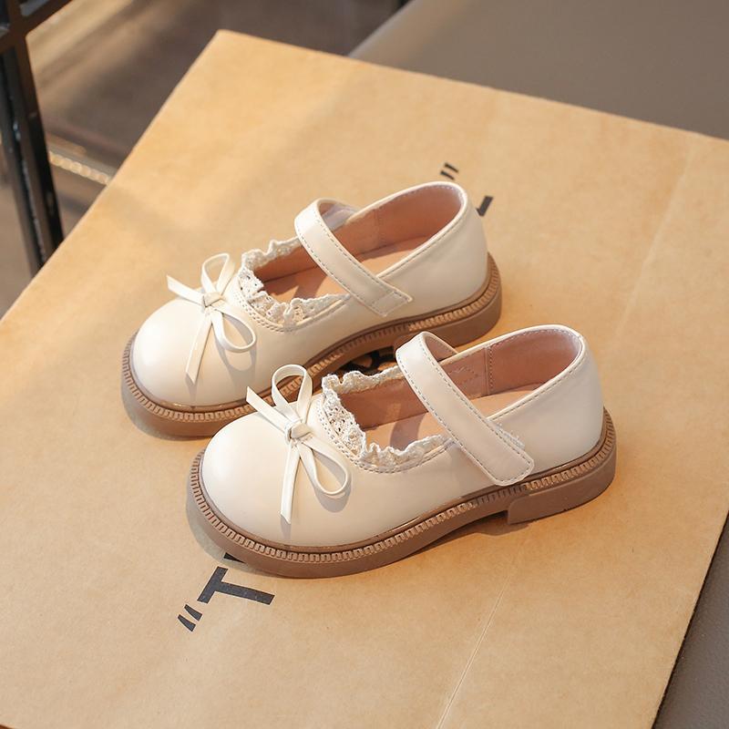 Girls Princess Leather Shoes with Bow-knot Sweet Children Lace Flats Mary Jane Shoes Fashion Kids Performance Shoes Size 23-36 36