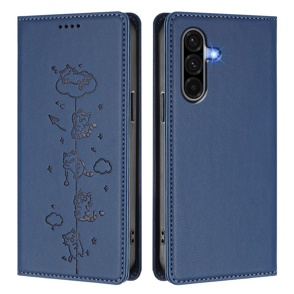 For Samsung Galaxy A56 5G / A36 5G Case RFID Blocking Wallet Stand Imprinted Cat Pattern Leather Phone Cover