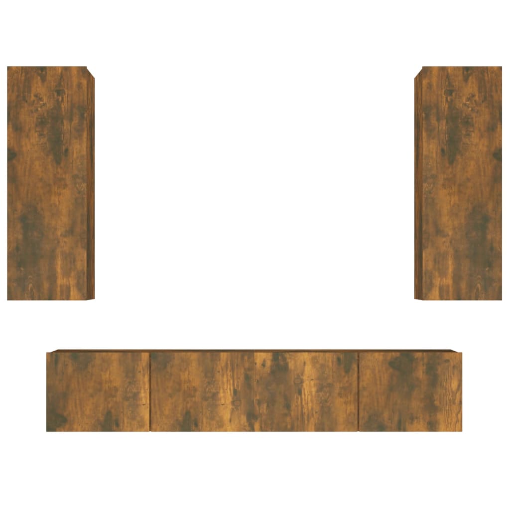 4 Piece TV Cabinet Set Smoked Oak Effect Particleboard