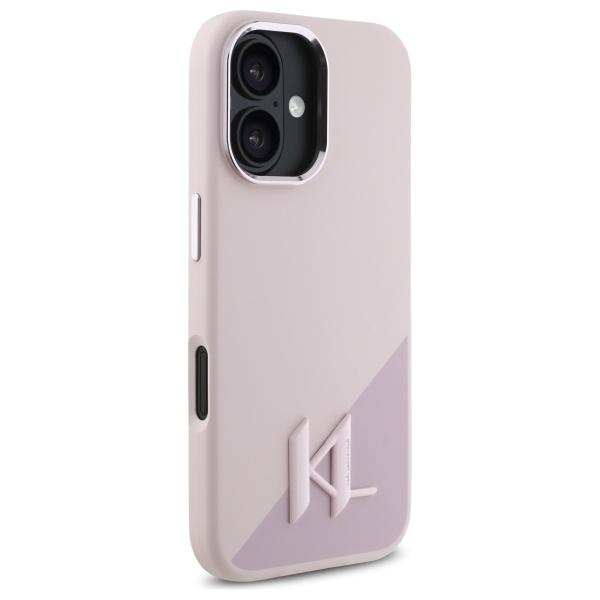 Karl Lagerfeld Klhmp16Sscmkmpcp Iphone   16 6.1 Różowy/Pink Hardcase Silicone Shadow Metal Initial Magsafe