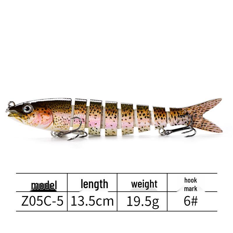 8-Section Multi-Jointed Lure, 13.5cm, Freshwater & Sea Fishing, Long Cast Hard Bait