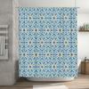 Modern Moroccan Tile Pattern Shower Curtain Blue White Geometric Design for Bathroom Decor Waterproof Fabric Shower Panel