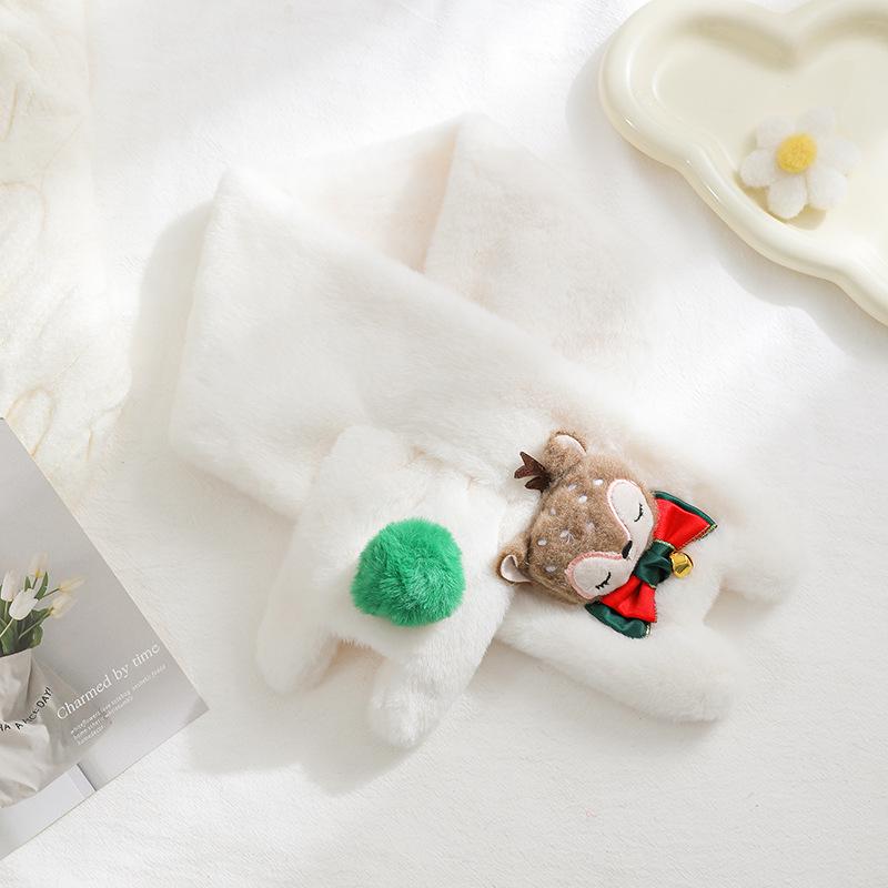 Cute Christmas snowman scarf women's winter thickened warm cycling with windproof scarf versatile fluffy scarf