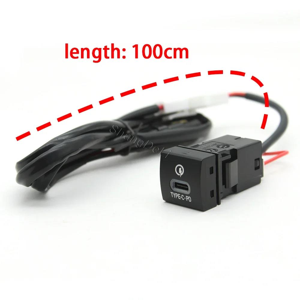 Blue Light Car Fast Charger TYPE-C PD QC3.0 USB Socket Cell Phone Charger Adapter Fit For Toyota Prado Corolla RAV4 Camry HIACE