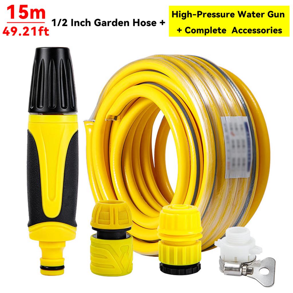 360° Rotatable High-Pressure Water Gun Adjustable Multi-Spray Nozzle with Hose Kit for Garden Watering Car Wash Balcony Cleaning