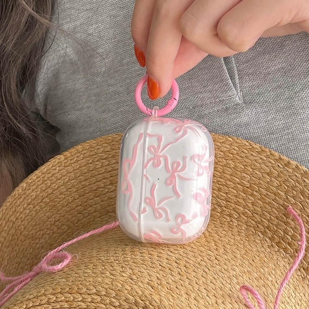 Pink Bow Knot Headset Case for AirPods 1/2 With for AirPods Pro2 4nd Charging Box Fundas for AirPods 3 Clear Shockproof