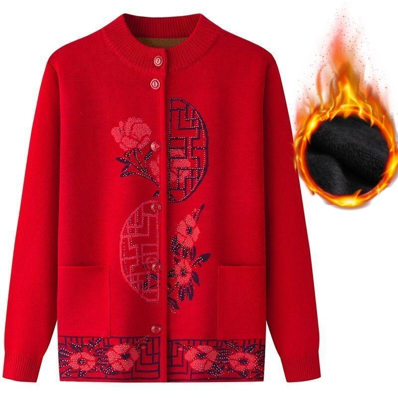 Women's Winter Sweater Jacket Plus Velvet Sweater Clothes Warm Cardigan Top