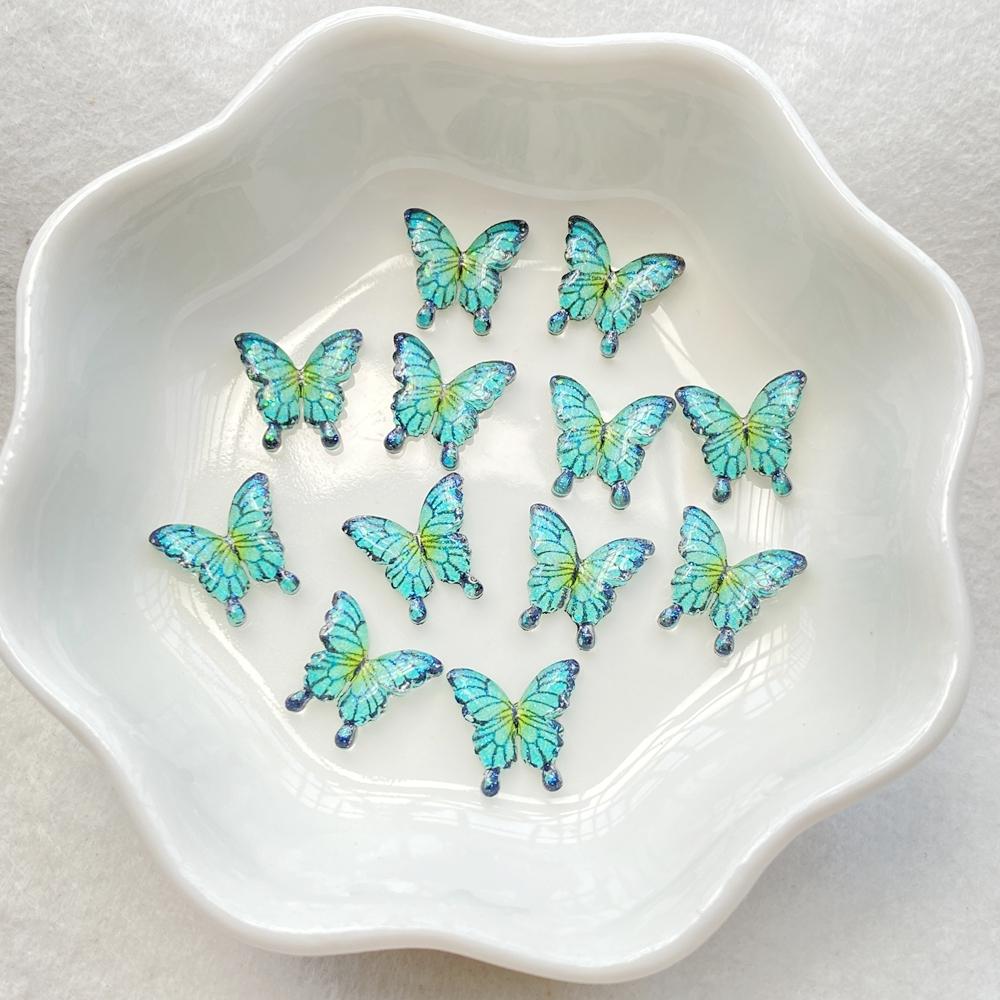 50Pcs Cute Mini Cartoon Colorful Butterflies Nail Art Resin Designer Charms DIY Craft For Nail 3D Decorations Jewelry