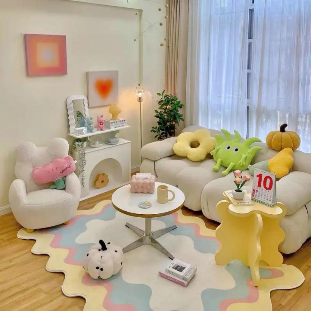 VIKAMA Girl-Style Carpet - Soft And Comfortable Bedroom Bedside Rug - Pink And Cute - Living Room Floor Mat - Home Decoration