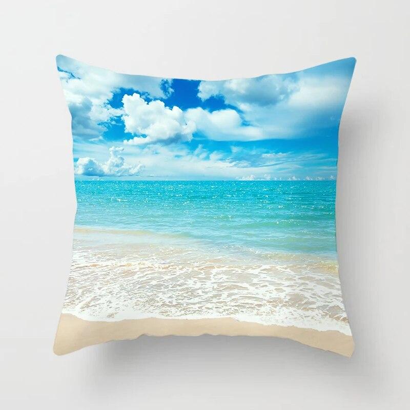 Beach Landscape Natural Scenery Printed Throw Pillow Cover Sofa Decoration Car Office Seat Cushion  Home Decor
