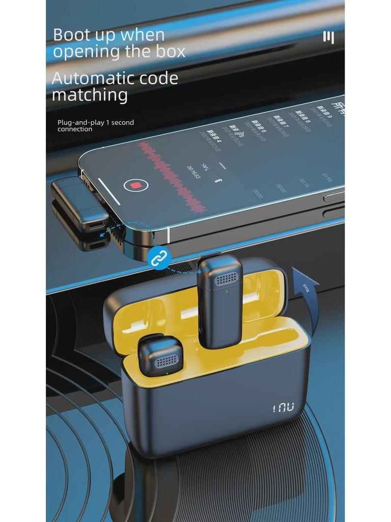 K6 Dual Wireless Clip Microphone with Charging Case for Live Broadcast Noise Reduction