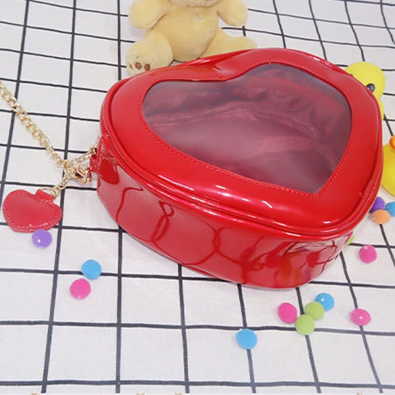 Torebka ita w kształcie serca, torebka ita, przezroczysta torba, przezroczysta torba na pluszaki, czerwona [produkt]