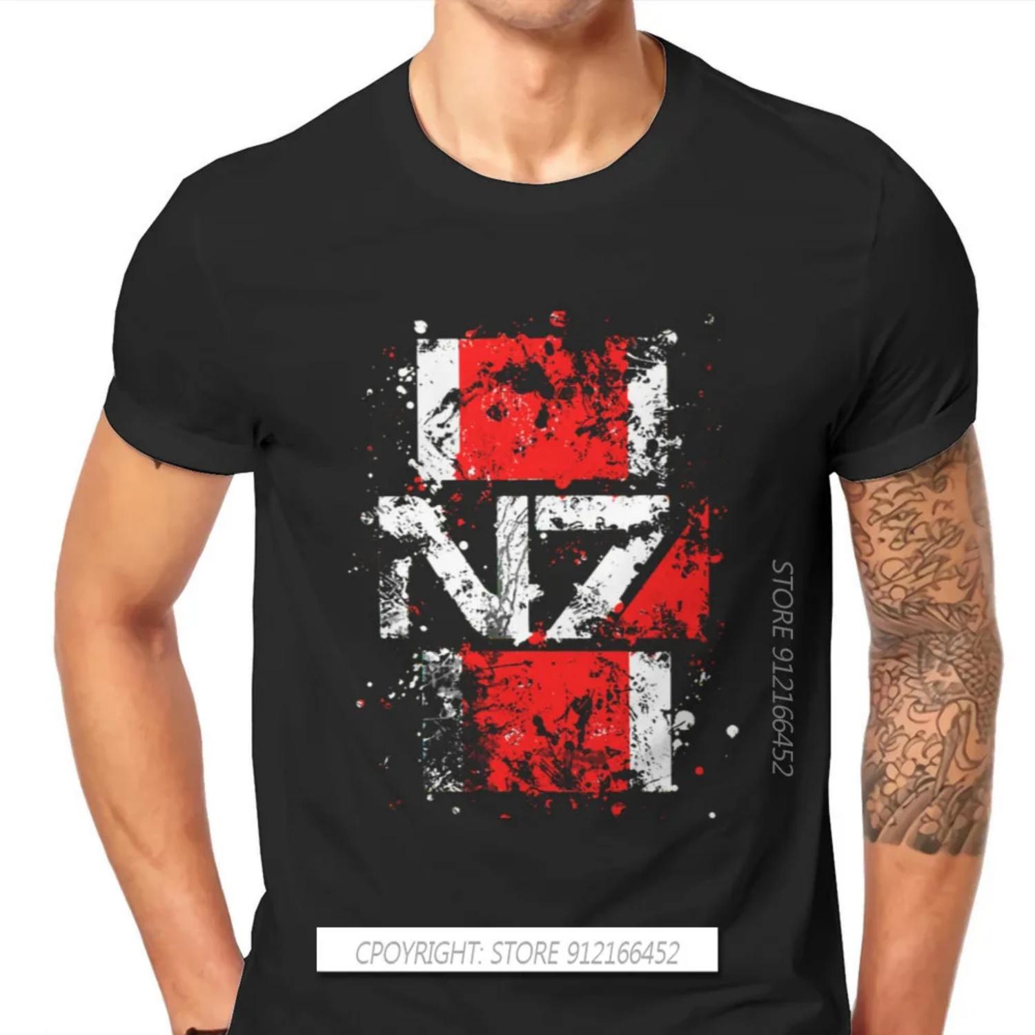 

Mass Effect Commander Shepard Asari Game TShirt For Men N7 Splatter Soft Leisure Tees T Shirt Trendy Fluffy XXXXXL чорний