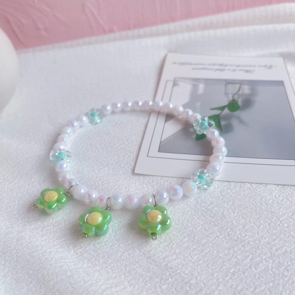 Dream Garden Series Pet Pearl Necklace Flower Pendant Collar Stretch Neck Accessories Pet Cat