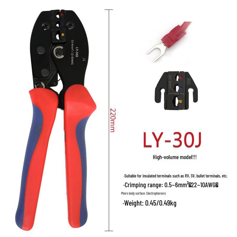 LY Series Multi-Functional MC4 Photovoltaic & Pre-Insulated Terminal Crimping Tool for Fork, U, and Y Types