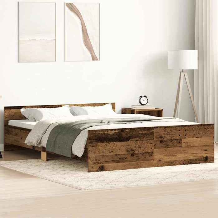 VidaXL Cadre de lit sans matelas vieux bois 135x190cm bois ingénierie, meuble de chambre, sommier,, lit, lit double 3328787