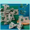 Festive Irish Green Four Leaf Clover Polyester Ribbon For St Patrick's Day Celebration