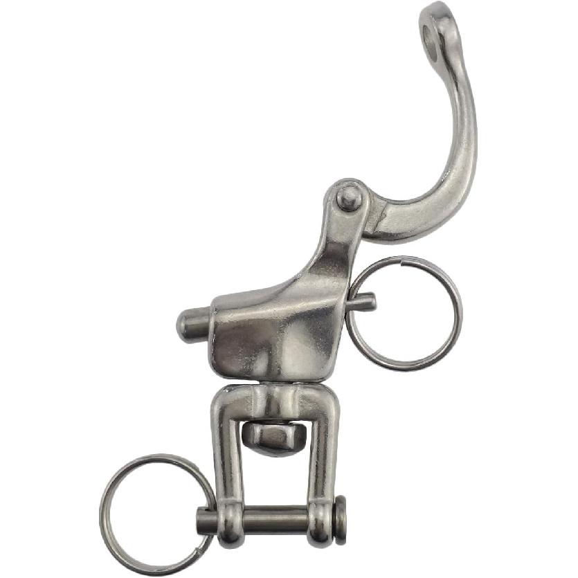 keehui Pair of 2-3/4inch Jaw Swivel Snap Shackle 316 Stainless Steel for Sailboat Spinnaker Halyard