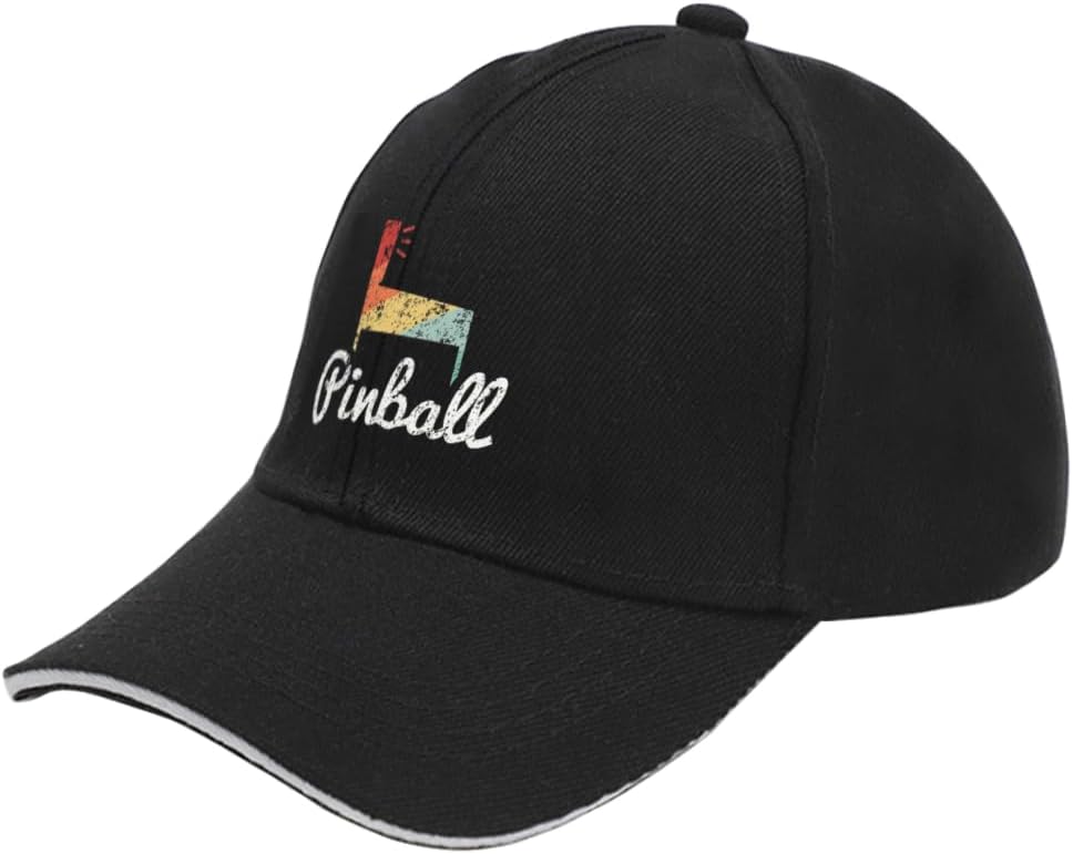 Retro Pinball Machine Graphic Baseball Cap Vintage Style Distressed Adjustable Summer Hat for Men Women