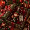 Holiday Keychain Accessories Christmas Santa Claus Keychain, Cartoon Snowman Reindeer Elf Highland Cow Stocking Stuffer Keyring, Xmas Character