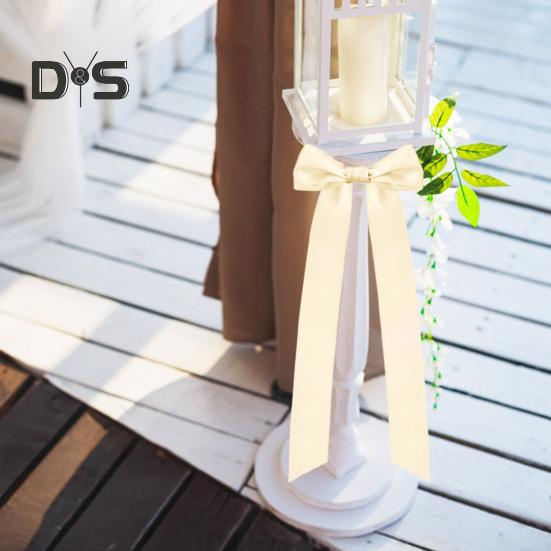 6 Pcs Candlestick Bow Decor Large Candle Holder Ribbon Bows Dining Table Centerpieces for Gift Wrapping Wedding Bridal Shower Bachelorette Party Decor