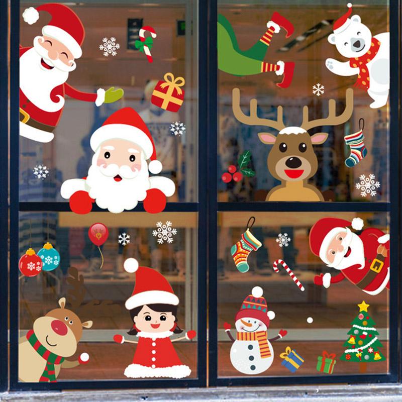 Christmas Window Stickers Ornaments Merry Christmas Decorations 2025 for Home Wall Sticker Decals New Year Decor Noel Stickers
