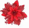 Christmas Flower Christmas Decorations Wreath Christmas Tree Gold Glitter Plastic Flower Ribbon Clip Wire