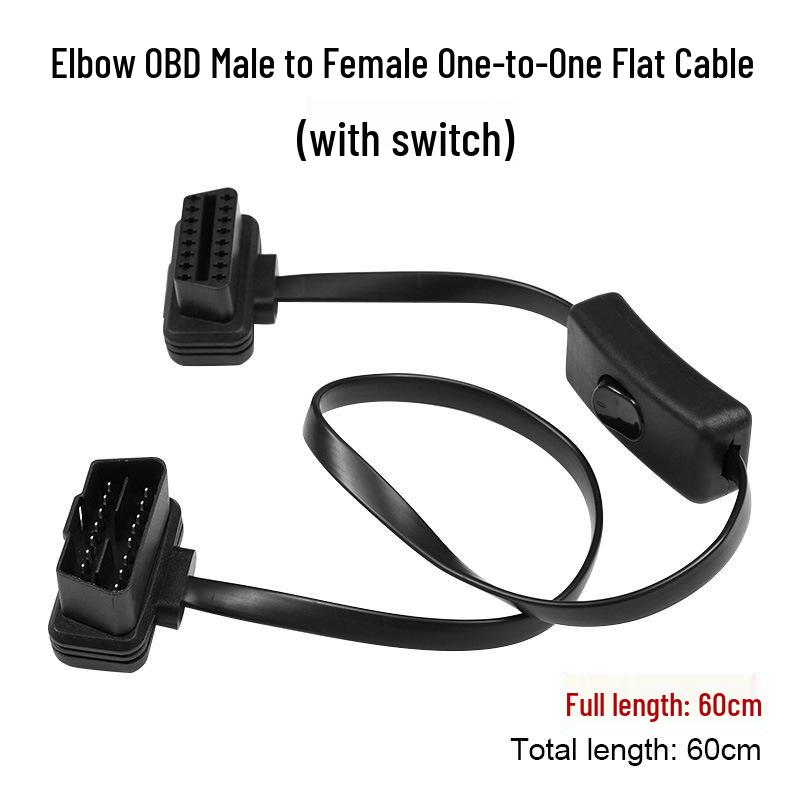 Ultradünnes OBD2-Verlängerungskabel mit Schalter & Winkelstecker