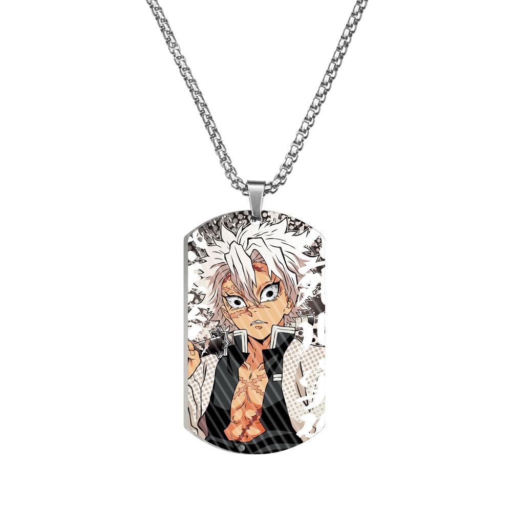 Demon Slayer Kimetsu No Yaiba Tanjiro Nezuko Stainless Steel Color Printed Dog Tag Necklace Anime Cosplay Accessory Gift For