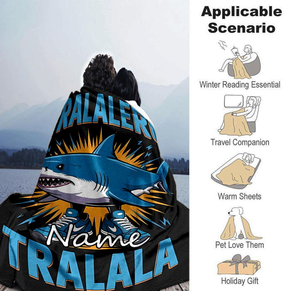 Customiz Name Personality Italian Brainrot Animal  Blanket Soft &Warm Sofa Office Bed Travel Lunch Break Blanket, Gift Suitable All Seasons