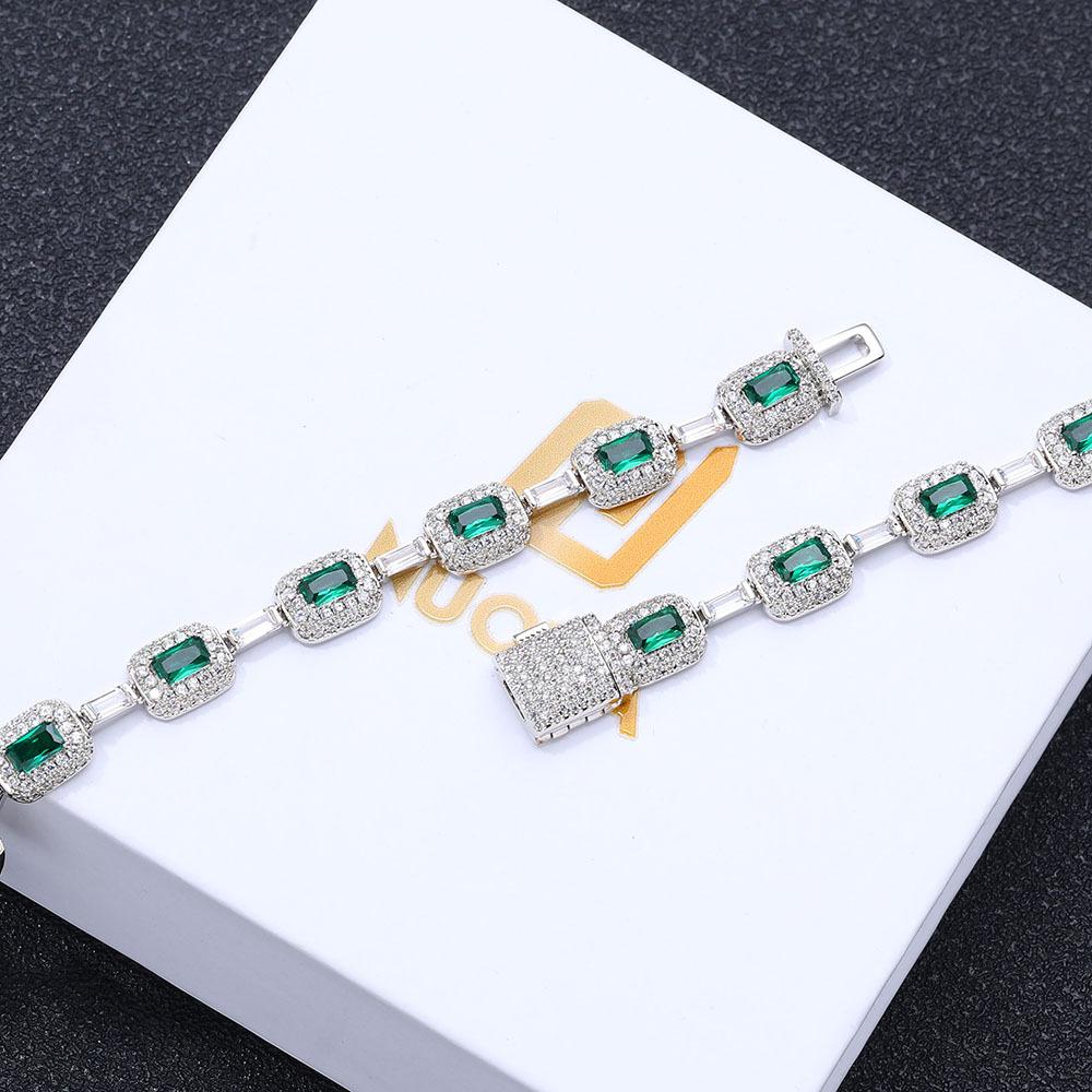 Hip Hop Colored Gemstones Jewelry Bracelets Hand Jewelry Women'S High-End Emerald Zircon Bracelets