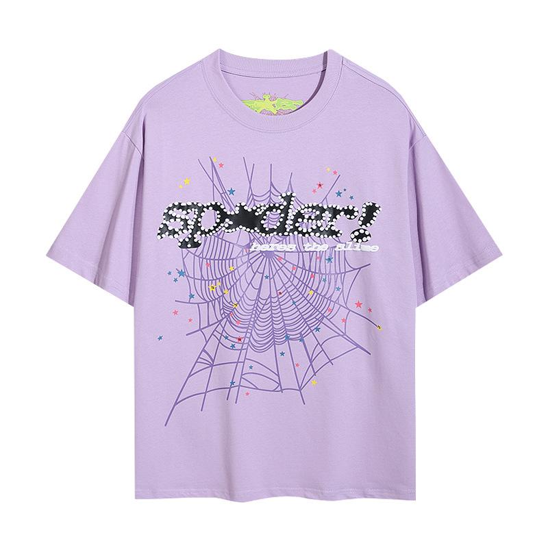 Sp5der hip hop singer Young Thug same foam letter 555555 couple T-shirt Pink short sleeve tee