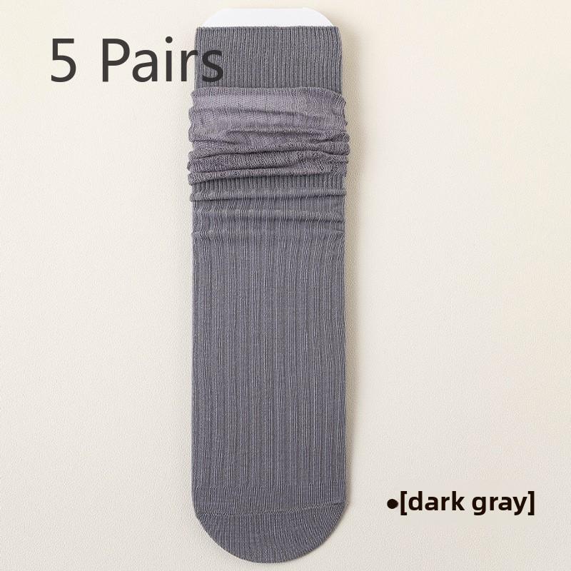 5 Paar Damen Mid-Tube Frotteesocken Kleine Lederschuhe Mond Baumwollsocken Damen Sommerstrümpfe